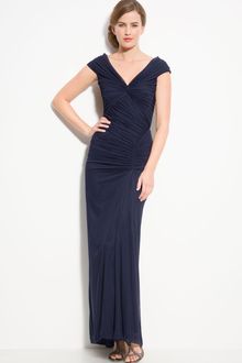 Tadashi Shoji Ruched Mesh Gown - Lyst
