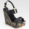 Tory Burch Angeline Snakeprint Leather Slingback Wedge Sandals in Black - Lyst