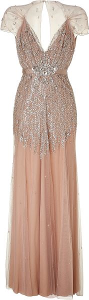 nude beaded gown