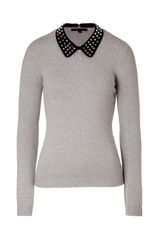 Maje  Sweater with Removable Riveted Collar