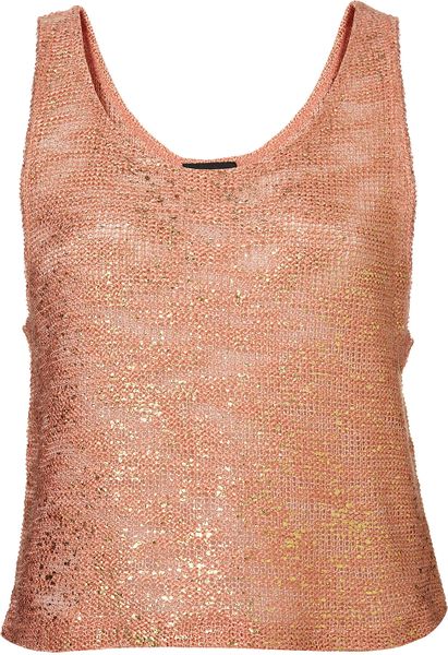 Topshop Foil Textured Drop Back Vest