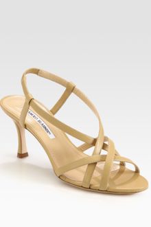 Manolo Blahnik Strappy Leather Slingback Sandals - Lyst
