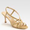 Manolo Blahnik Strappy Leather Slingback Sandals in Beige (black) - Lyst