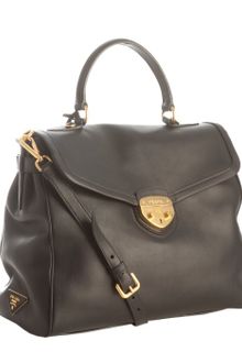 Prada Black Leather Convertible Satchel - Lyst