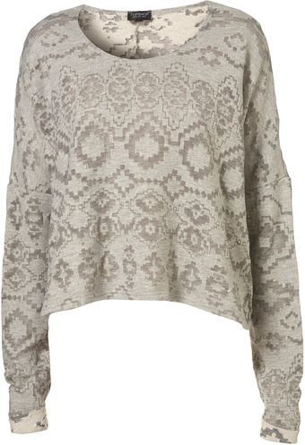 Topshop Burn Out Aztec Sweat - Lyst