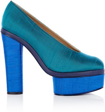 Acne Turquoise Alice Platform Silk Shoe - Lyst