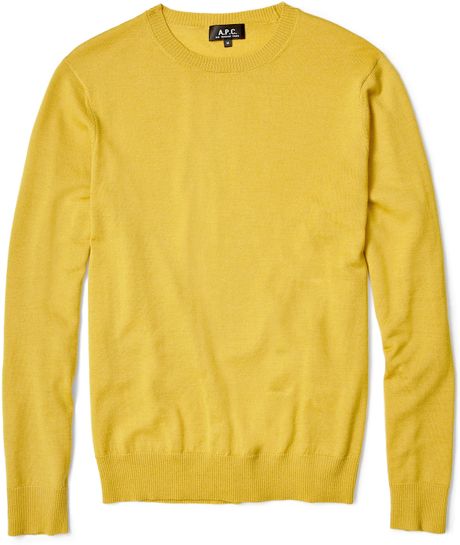 A.p.c. Mustard Fine Merino Crew Knit in Yellow for Men (mustard) - Lyst