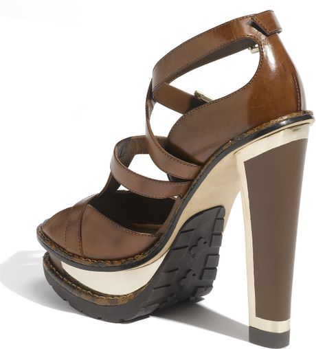 Brian Atwood Teatro High Heel Sandal in Brown (dark brown) | Lyst