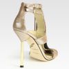 B Brian Atwood Lenoire Metallic Leather Metalfringe Tstrap Sandals in Silver (pewter) - Lyst