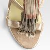 B Brian Atwood Lenoire Metallic Leather Metalfringe Tstrap Sandals in Silver (pewter) - Lyst