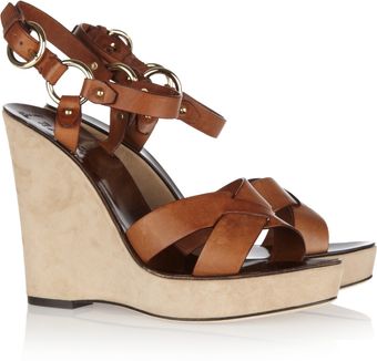 Bally Nymona Leather And Suede Wedge Sandals - Lyst