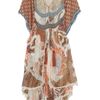 Bally Printed Silkchiffon Dress in Brown - Lyst