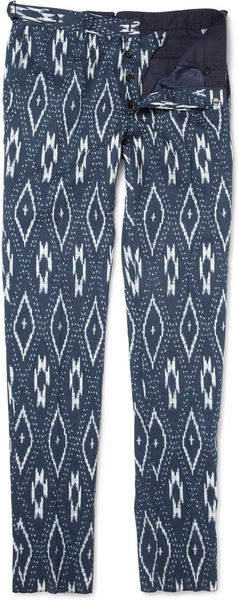  Ikat-print Cotton and Linen-blend Trousers 