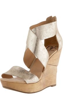 Diane Von Furstenberg Opal Cracked Metallic Wedge Sandal - Lyst