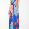 Issa False Wrap Printed Silk Jersey Maxi Dress in Blue (multicoloured) - Lyst
