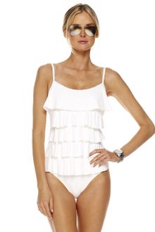 Michael Kors Cascading Ruffle Maillot Swimsuit With Bra - Lyst