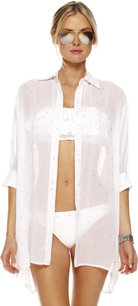 Michael Kors Sheer Crystal Coverup in White - Lyst