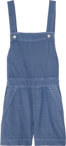 Mih Jeans Shortie Linenblend Dungarees in Blue - Lyst