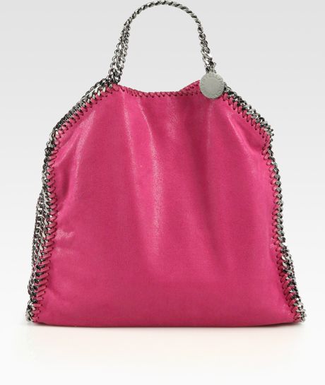 Stella Mccartney Shaggy Deer Falabella Foldover Small Tote in Pink (fuxia) - Lyst