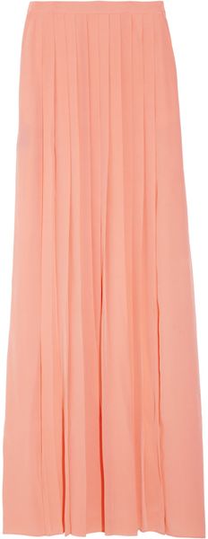 Tibi Pleated Silk-Crepe Maxi Skirt - Lyst