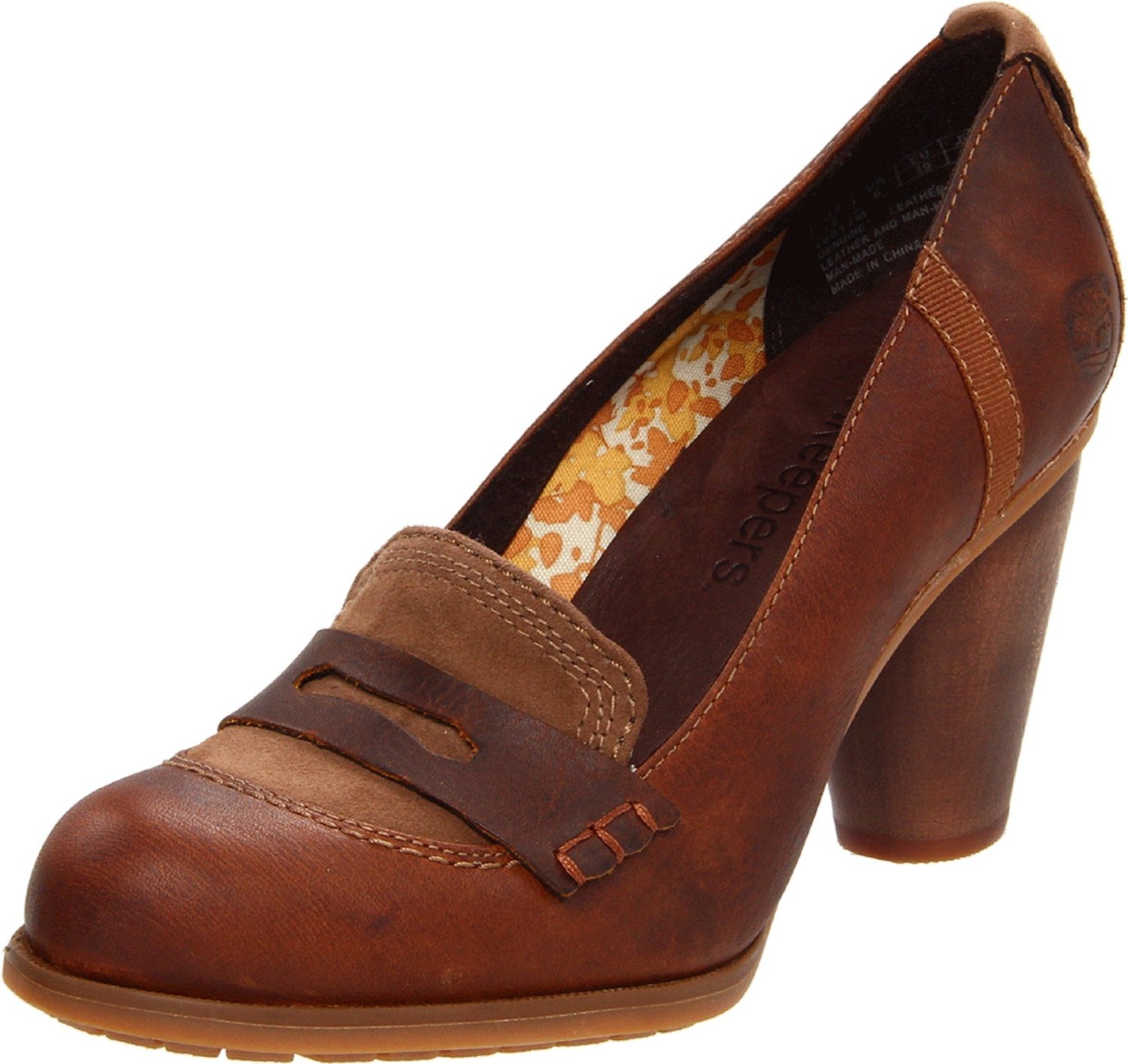 womens brown loafers with heel