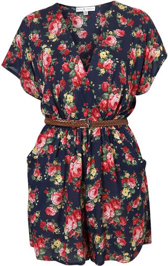 Topshop Floral V Playsuit By Rare - Lyst