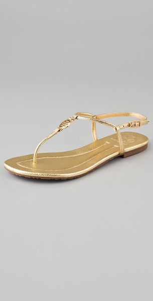 Tory Burch Emmy Flat Thong Sandals in Gold | Lyst