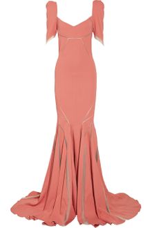 Zac Posen Stretch Satin-crepe Fishtail Gown - Lyst
