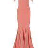 Zac Posen Stretch Satincrepe Fishtail Gown in Pink (coral) - Lyst