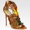 Jimmy Choo Beaded Woven Leather Sandals in Brown (tan) - Lyst