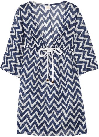 Milly Ava Zigzag-print Cotton-voile Kaftan - Lyst