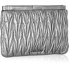 Miu Miu Metallic Matelassé Leather Clutch in Silver - Lyst