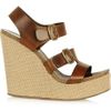 Pedro Garcia Teri Leather and Canvas Wedge Sandals in Brown - Lyst