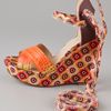 Theodora & Callum Bali Crisscross Wedge Sandals in Orange - Lyst