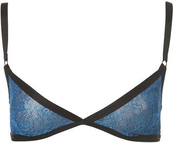 Topshop Blue Strappy Lace Triangle Bra - Lyst