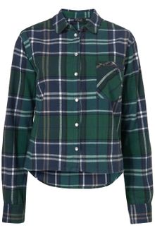 Topshop Tartan Drop Back Check Shirt - Lyst