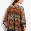 Wallpapher Sheer Print Poncho Cardigan in Orange - Lyst