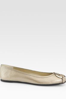 Gucci Gg Metallic Leather Ballet Flats - Lyst