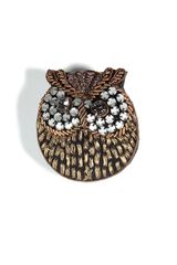 Saloni Gold Owl Face Brooch