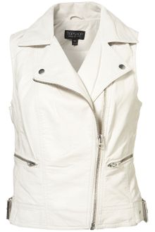 Topshop Sleeveless Pu Biker - Lyst