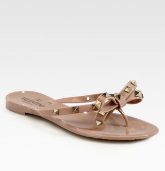 Valentino Rockstud Studded Thong Bow Jelly Flip Flops - Lyst