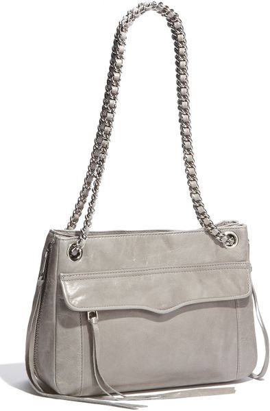 Rebecca Minkoff Swing Double Chain Leather Shoulder Bag in Gray (pale grey) - Lyst