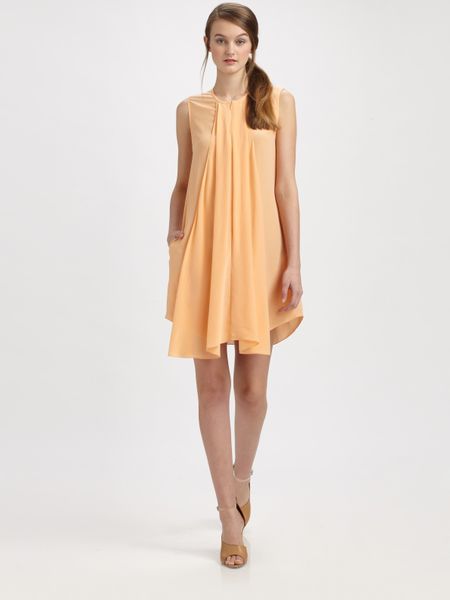 3.1 Phillip Lim Cascade Front Silk Dress in Orange - Lyst