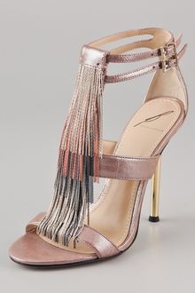 B Brian Atwood Lenoire Metallic Fringe Sandals - Lyst