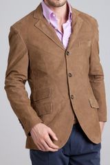 Brunello Cucinelli Brown Brushed Leather 3-button Blazer