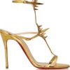 Christian Louboutin Lady Max 100 Spikeembellished Metallic Leather Sandals in Gold - Lyst