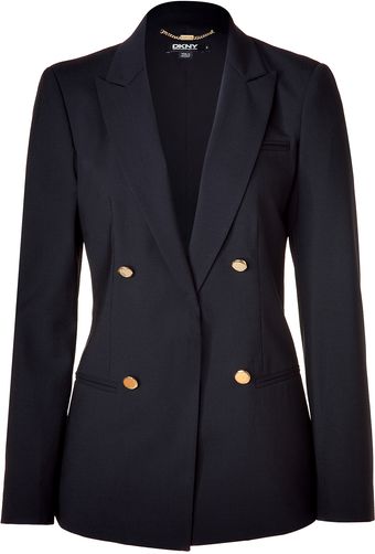 DKNY Black Double-breasted Wool Blazer - Lyst
