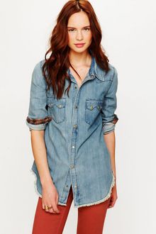 Free People True Grit Denim Top - Lyst