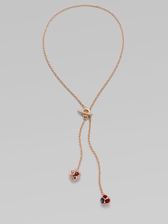  Stone Accented Charm Lariat Necklace 