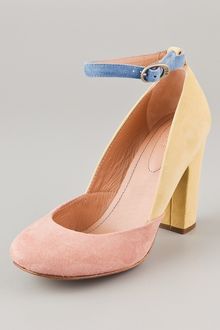 See By Chloé Round Toe Suede Pumps with Ankle Strap - Lyst